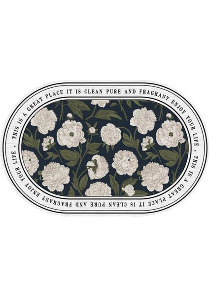 No.11 Tarzı 60X90CM Oval Banyo Paspas Kaymaz Banyo Halısı Ev Giriş Paspas Çiçek Baskılı Mutfak Yatak Odası Kapısı Mat Su Emici Banyo Halıları (Yurt Dışından)