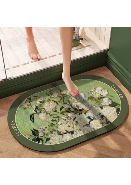 Stil3 Stili 400MMX600MM Banyo Kaymaz Mat Diyatomlu Toprak Malzeme Emici Hızlı Kuru Balkon Zemin Mat Oturma Odası Banyo Mutfak Zemin Mat (Yurt Dışından)
