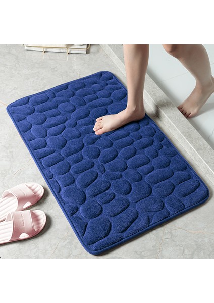 Mavi Stil 50X80CM Arnavut Kaldırımı Banyo Banyo Paspas Emici Kaymaz Halılar Kabartmalı Hafızalı Köpük Yer Halısı Duş Odası Paspas Banyo Dekor (Yurt Dışından)