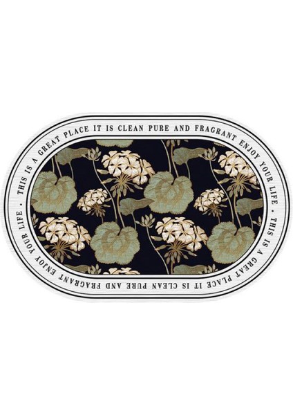 No.11 Tarzı 60X90CM Oval Banyo Paspas Kaymaz Banyo Halısı Ev Giriş Paspas Çiçek Baskılı Mutfak Yatak Odası Kapısı Mat Su Emici Banyo Halıları (Yurt Dışından)