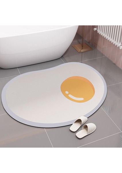 S1 Stili 1s Komik Banyo Paspas Giriş Paspas Emici Hızlı Kuru Banyo Halısı Haşlanmış Yumurta Kabuğu Duş Odası Mat Yumuşak Mutfak Ayak Pedi (Yurt Dışından)