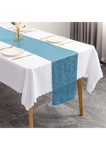 Tiffany Tarzı 30X240CM Glitter Net Masa Koşucular Pırıltılı Payet Masa Koşucular Düğün Dekorasyon Payet Noel Doğum Günü Bebek Duş Parti Dekoru (Yurt Dışından)