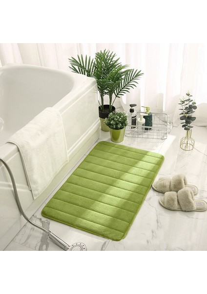 Yeşil Tarzı 40X60CM Ev Banyo Paspas Mercan Polar Banyo Zemin Halısı Emici Kaymaz Bellek Köpük Emici Yıkanabilir Banyo Halısı Tuvalet Zemin Mat (Yurt Dışından)