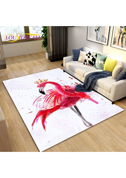 Yaci Shop No.9 Stili 100X120CM 3D Iskandinav Yaratıcı Flamingo Kuş Alan Kilim, Halı Kilim Oturma Odası Yatak Odası Kanepe, Mutfak Banyo Paspas Kaymaz Zemin Mat (Yurt Dışından)