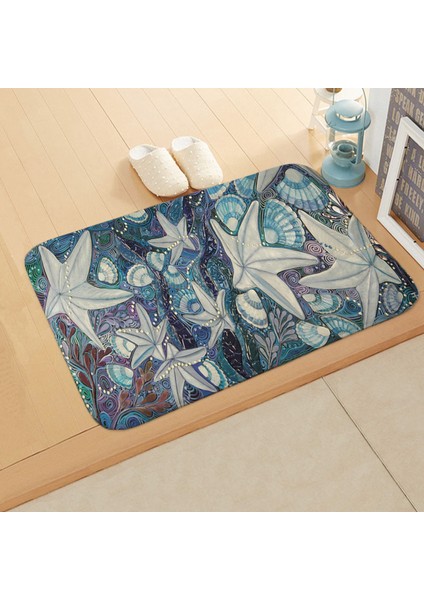 No.9 Stili 40CMX60CM Deniz Tarzı Banyo Banyo Paspas Plaj Deniz Denizyıldızı Dekorasyon Duş Odası Kaymaz Zemin Mat Halı Pazen Paspas Paspas Halı (Yurt Dışından)