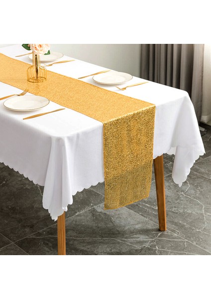Altın Tarzı 30X160CM Glitter Net Masa Koşucular Pırıltılı Payet Masa Koşucular Düğün Dekorasyon Payet Noel Doğum Günü Bebek Duş Parti Dekoru (Yurt Dışından)