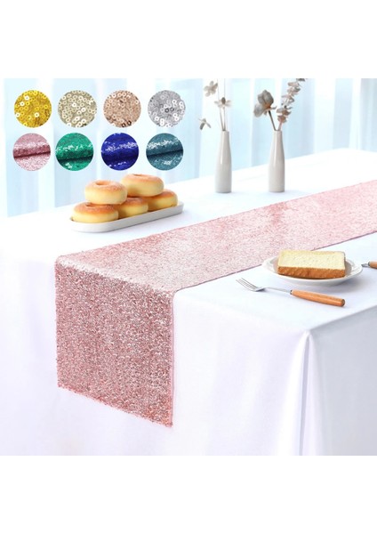 Altın Tarzı 30X160CM Glitter Net Masa Koşucular Pırıltılı Payet Masa Koşucular Düğün Dekorasyon Payet Noel Doğum Günü Bebek Duş Parti Dekoru (Yurt Dışından)