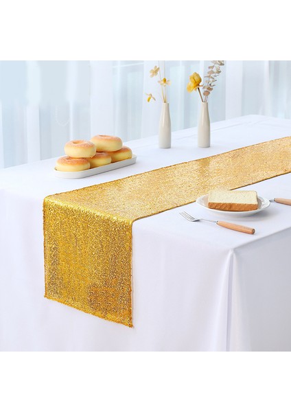 Altın Tarzı 30X160CM Glitter Net Masa Koşucular Pırıltılı Payet Masa Koşucular Düğün Dekorasyon Payet Noel Doğum Günü Bebek Duş Parti Dekoru (Yurt Dışından)