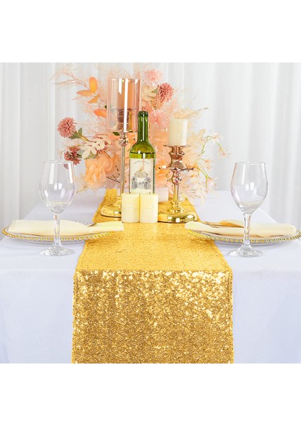 Altın Tarzı 30X160CM Glitter Net Masa Koşucular Pırıltılı Payet Masa Koşucular Düğün Dekorasyon Payet Noel Doğum Günü Bebek Duş Parti Dekoru (Yurt Dışından)