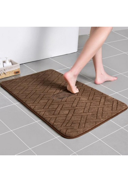 Kahverengi Tarzı 40X60 Banyo Paspas Ev Mercan Kadife Halı Emici Kaymaz Bellek Köpük Emici Tuvalet Zemin Yıkanabilir (Yurt Dışından)