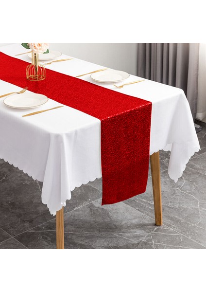 Kırmızı Stil 30X140CM Glitter Net Masa Koşucular Pırıltılı Payet Masa Koşucular Düğün Dekorasyon Payet Noel Doğum Günü Bebek Duş Parti Dekoru (Yurt Dışından)