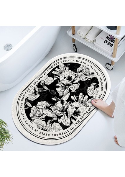 RETRO11 Tarzı 500MMX800MM Süper Emici Zemin Mat Banyo Çabuk Kuruyan Tuvalet Paspas Diatom Çamur Kaymaz Paspas Halı (Yurt Dışından)