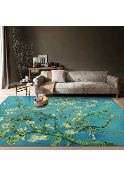 GT1098-22 Stili 40X60CM Van Gogh Yıldızlı Gece Mat Kadife Halı Oturma Odası Yatak Odası Dekor Boyama Halı Ev Illüstrasyon Mutfak Banyo Tapis (Yurt Dışından)