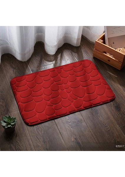 A-Kırmızı Tarzı 400MMX600MM Emici Banyo Banyo Paspas Bellek Köpük Arnavut Kaldırımı Ayak Mat Zemin Halı Su Emici Kaymaz Halı Duş Odası Halı Ayak Mat (Yurt Dışından)