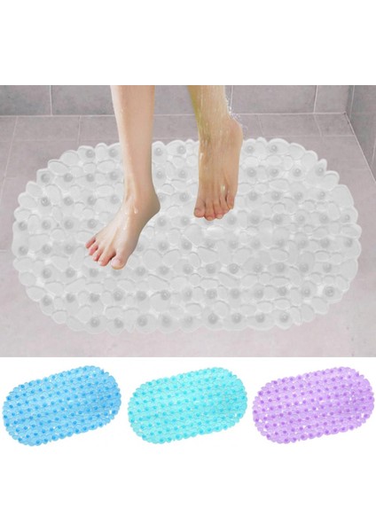 Mor Tarzı Çakıl Desenli Küvet Paspası Vantuzlu Pvc Anti-Skid Renkli Duş Mat Şeffaf Banyo Odası Halısı (Yurt Dışından) fırsatları