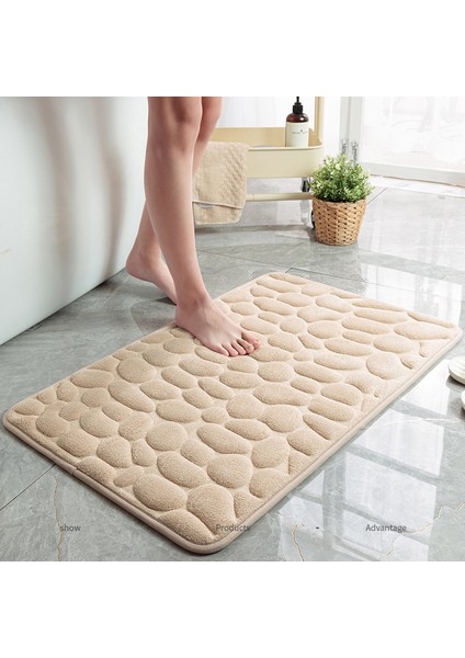 Haki Tarzı 40X60CM Arnavut Kaldırımı Kabartmalı Banyo Banyo Paspas Mercan Polar Kaymaz Halı Küvet Zemin Halısı Duş Odası Paspas Hafızalı Köpük Ped (Yurt Dışından)