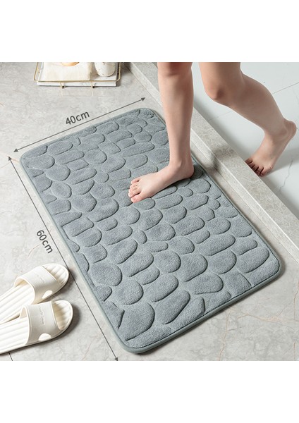 Gri Tarzı 40X60CM Arnavut Kaldırımı Banyo Paspas Kaymaz Duş Halısı Yumuşak Ayak Pedi Kabartmalı Banyo Halıları Bellek Köpük Banyo Paspas Emici Hızlı Kuru (Yurt Dışından)