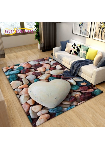 No.3 Tarzı 100X150CM 3D Renk Arnavut Kaldırımı Taş Alan Kilim, Oturma Odası Yatak Odası Dekorasyonu Için Halı Kilim, Mutfak Paspas Banyo Kaymaz Zemin Mat (Yurt Dışından)