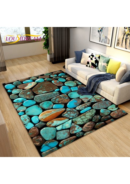 No.3 Tarzı 100X150CM 3D Renk Arnavut Kaldırımı Taş Alan Kilim, Oturma Odası Yatak Odası Dekorasyonu Için Halı Kilim, Mutfak Paspas Banyo Kaymaz Zemin Mat (Yurt Dışından)