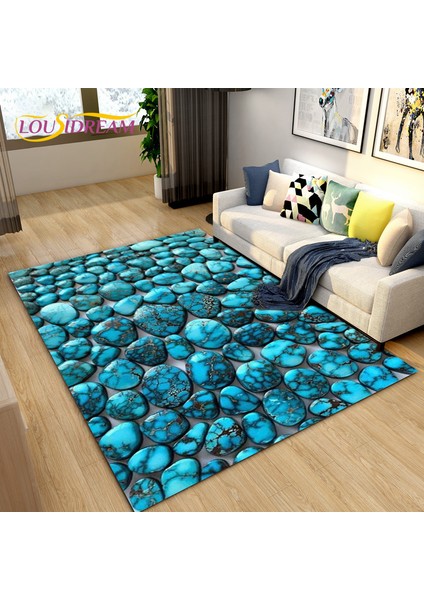 No.3 Tarzı 100X150CM 3D Renk Arnavut Kaldırımı Taş Alan Kilim, Oturma Odası Yatak Odası Dekorasyonu Için Halı Kilim, Mutfak Paspas Banyo Kaymaz Zemin Mat (Yurt Dışından)