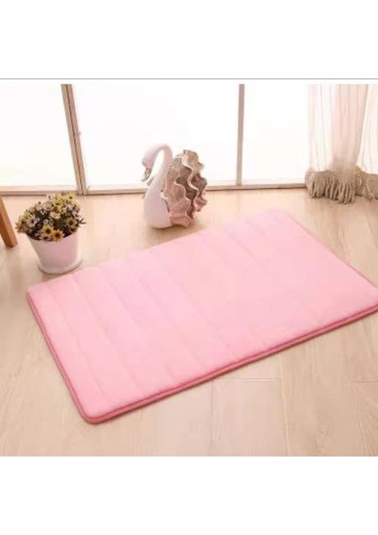 Pembe Tarzı 40-60CM Chayulu Ev Banyo Paspas Mercan Polar Banyo Halı Su Emme Kaymaz Bellek Köpük Emici Yıkanabilir Halı Tuvalet Zemin Mat (Yurt Dışından)