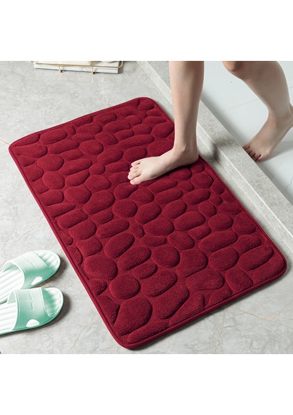 Kırmızı Stil 40X60CM Arnavut Kaldırımı Banyo Banyo Paspas Emici Kaymaz Halılar Kabartmalı Hafızalı Köpük Yer Halısı Duş Odası Paspas Banyo Dekor (Yurt Dışından)