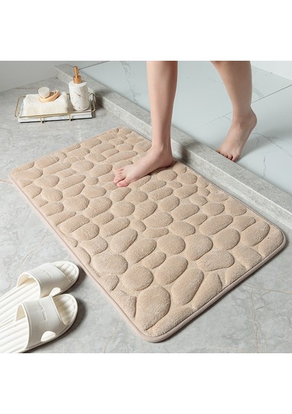 Haki Tarzı 40X60CM Arnavut Kaldırımı Banyo Banyo Paspas Emici Kaymaz Halılar Kabartmalı Hafızalı Köpük Yer Halısı Duş Odası Paspas Banyo Dekor (Yurt Dışından)