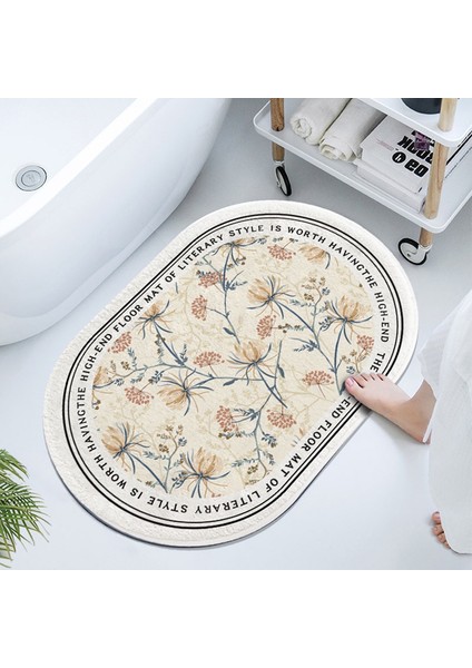 RETRO13 Tarzı 400MMX600MM Süper Emici Zemin Mat Banyo Çabuk Kuruyan Tuvalet Paspas Diatom Çamur Kaymaz Paspas Halı (Yurt Dışından)