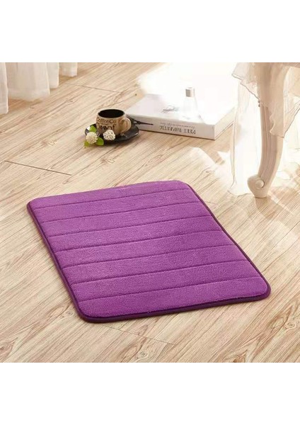 Mor Tarzı 40-60CM Chayulu Ev Banyo Paspas Mercan Polar Banyo Halı Su Emme Kaymaz Bellek Köpük Emici Yıkanabilir Halı Tuvalet Zemin Mat (Yurt Dışından)