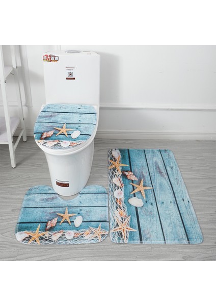 Denizyıldızı Tarzı Tyles Banyo Paspas Seti Banyo Halı Kilim Tuvalet Paspas Anti Kayma Emici Mermer Dekorasyon Kapı Ayak Pedi Bellek Köpük Yeni (Yurt Dışından)