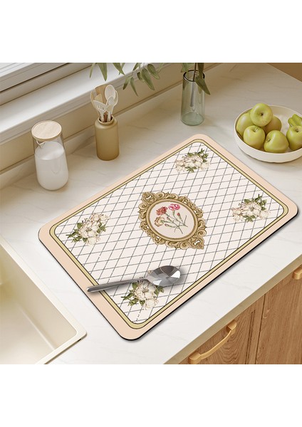 S1 Stili 40X60CM Emici Sofra Paspaslar Banyo Paspas Kaymaz Drenaj Placemat Bulaşık Kurutma Pedi Isıya Dayanıklı Tezgah Üstü Mat Ev Aksesuarı (Yurt Dışından)