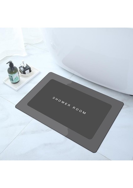 A-Gri Tarzı 40CMX60CM Banyo Paspas Kaymaz Diatom Çamur Banyo Halısı Süper Emici Çabuk Kuruyan Banyo Duş Halısı Mutfak Giriş Kapı Paspasları Ev Kat Mat (Yurt Dışından)