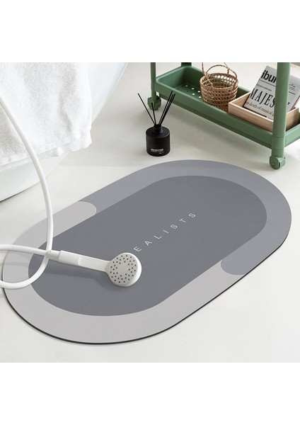 A-Gri Tarzı 40CMX60CM Banyo Paspas Kaymaz Diatom Çamur Banyo Halısı Süper Emici Çabuk Kuruyan Banyo Duş Halısı Mutfak Giriş Kapı Paspasları Ev Kat Mat (Yurt Dışından)