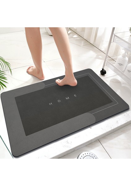 A-Gri Tarzı 40CMX60CM Banyo Paspas Kaymaz Diatom Çamur Banyo Halısı Süper Emici Çabuk Kuruyan Banyo Duş Halısı Mutfak Giriş Kapı Paspasları Ev Kat Mat (Yurt Dışından)