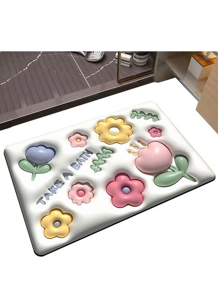 H22 Tarzı Hızlı Kuru Banyo Paspas Süper Su Emme Yumuşak 3D Çiçek Desen Kaymaz Mat Zemin Koruyucu Emici Hızlı Kuru Banyo Halısı (Yurt Dışından) modelleri