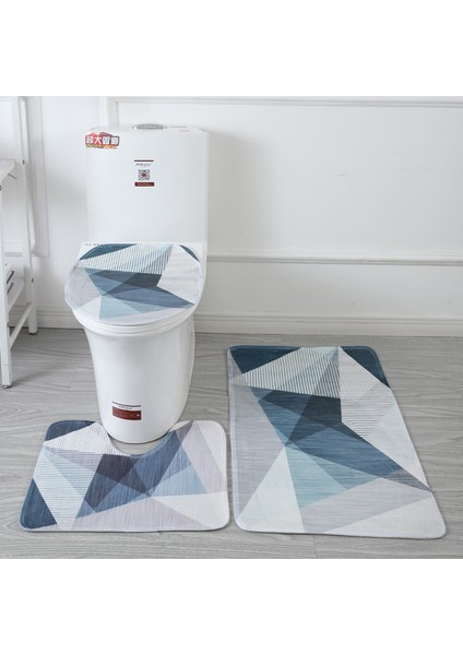Gri Tarzı Tyles Banyo Paspas Seti Banyo Halı Kilim Tuvalet Paspas Anti Kayma Emici Mermer Dekorasyon Kapı Ayak Pedi Bellek Köpük Yeni (Yurt Dışından)