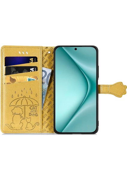 Huawei Pura 70 Pro Için Flip Case Kısa Kayış Karikatür Hayvanlar Darbeye (Yurt Dışından)