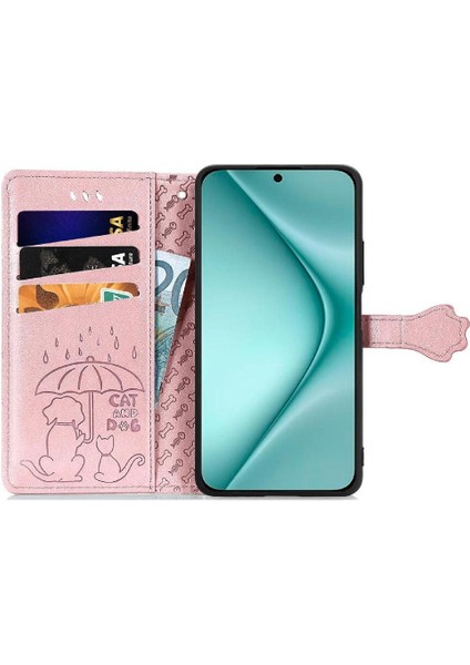 Huawei Pura 70 Pro Için Flip Case Kısa Kayış Karikatür Hayvanlar Darbeye (Yurt Dışından)