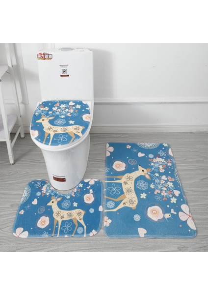 Geyik Tarzı Tyles Banyo Paspas Seti Banyo Halı Kilim Tuvalet Paspas Anti Kayma Emici Mermer Dekorasyon Kapı Ayak Pedi Bellek Köpük Yeni (Yurt Dışından)