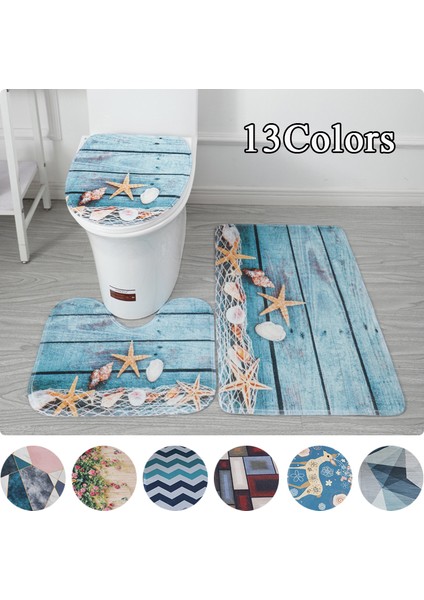 Geyik Tarzı Tyles Banyo Paspas Seti Banyo Halı Kilim Tuvalet Paspas Anti Kayma Emici Mermer Dekorasyon Kapı Ayak Pedi Bellek Köpük Yeni (Yurt Dışından)