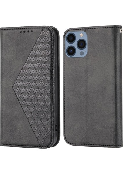 IPhone 12 Için Flip Case Pro Max Eşkenar Dörtgen Şekli El Kayışı Standı Cüzdan Kullanımı (Yurt Dışından)