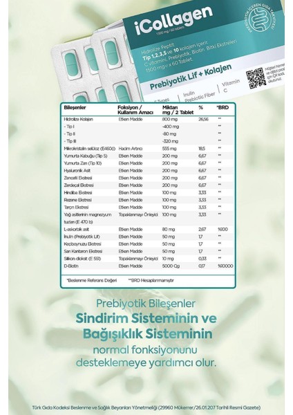 Kolajen ve Probiyotik Tablet