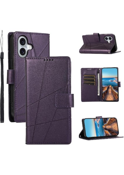 IPhone 16 Için Flip Case Kickstand Üç Kart Yuvaları Darbeye Şok (Yurt Dışından)