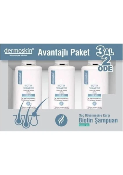 Biotin Şampuan Erkek  3 Al 2 Öde Avantajlı Paket