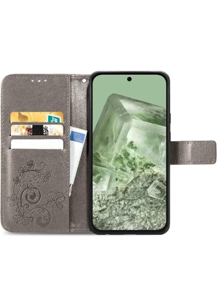 Google Piksel 8A Flip Kapak Için Flip Case Dört Yapraklı Yonca Deri Kılıf (Yurt Dışından) modelleri
