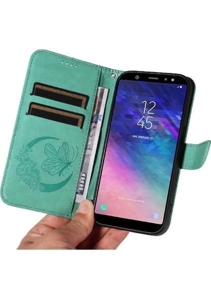 Samsung Galaxy A6 Artı Kredi Kartı Yuvası Kabartmalı Yüksek Flip Case (Yurt Dışından)