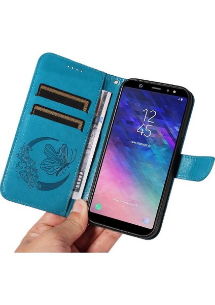 Samsung Galaxy A6 Artı Kredi Kartı Yuvası Kabartmalı Yüksek Flip Case (Yurt Dışından)