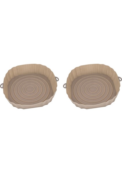 2X20 cm Hava Fritözler Fırın Fırın Tepsisi Kızarmış Tavuk Sepeti Mat Airfryer Silikon Pot Yuvarlak Yedek Izgara Tavası Kahverengi (Yurt Dışından)