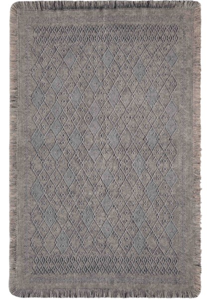 Carpetrium Home Antique Prm Stone - Dört Tarafı Saçaklı Pamuklu Yıkanabilir Kilim