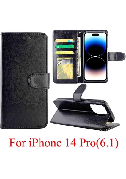 IPhone 14 Için Flip Case Pro Kickstand Kart Tutucu Pu Deri Manyetik (Yurt Dışından)